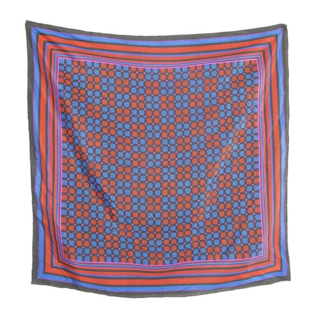 Vintage Givenchy Multicolored Check Silk Scarf 80s